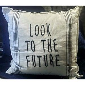 Look to the Future 20" Square Decorative Pillow, Black & White, Striped